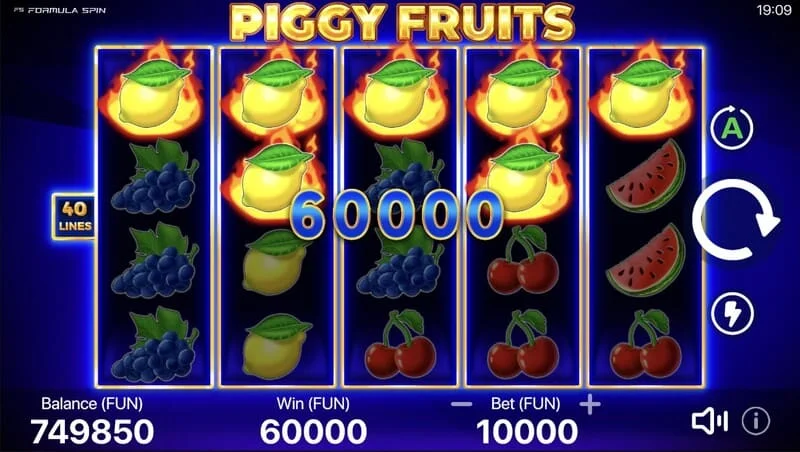 Piggy Fruits - a big payout from the Piggy Feature with random Wilds